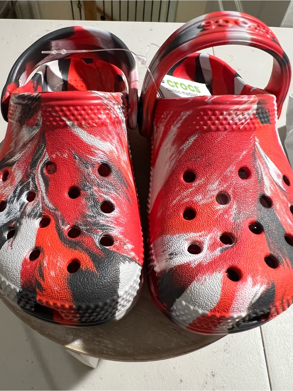CROCS Kids Classic Clog - Red, Black, White Marbled